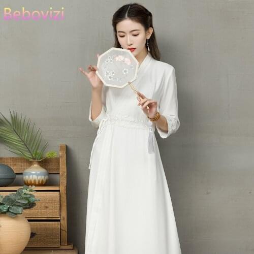 2021 New Elegant White Casual Chinese Traditional Hanfu Dress for Women Cosplay Ancient Chinese Costume Song Dynasty Clothes