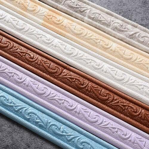 3D PVC Edge Band Border Waterproof Anti-collision Wall Sticker Waist Skirting Line Self-adhesive Three-dimensional Wall Sticker