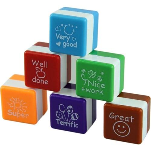 6Pcs/1PCS English Teacher Homework Encourage Reviews Clear Stamp,Kid Cartoon Wood Stamp Toy Best For scrapbooking