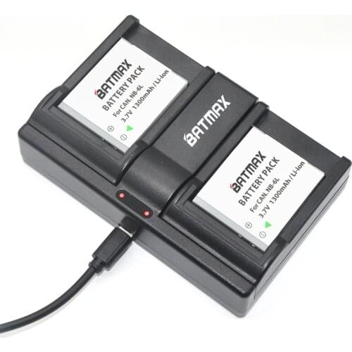 2Pcs NB-6L NB 6L NB6L Camera Battery&Dual USB Charger for Canon IXUS 310 SX240 SX275 SX280 SX510 SX500 HS 95 200 105 210 300