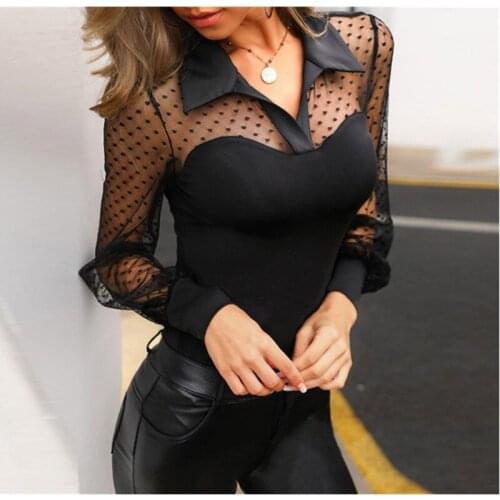 Femme Blusas Womens Blouses Sexy Strapless Long-sleeved Mesh Tops Female Black Shirt Slim Long-sleeved Casual Hollow Blouse Y2K
