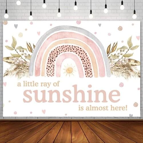 Bohemian Rainbow Backdrop Girl Baby Shower Sunshine Pink Love Gold Leaf Photography Background Photo Studio Prop Decor Photozone
