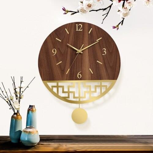 European Silent Clock Wall Clock Living Room Chinese Style Home Fashion Creative Art Decoration Clock New Chinese Atmosphere