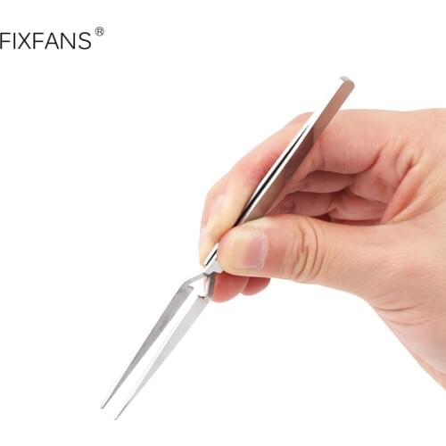 FIXFANS 120mm Cross Lock Stainless Steel Precision Tweezers Reverse Action Tweezers Mobile Phone Repair Maintenance Hand Tools