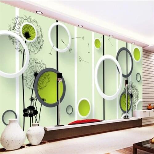 Custom wallpaper papel de parede 3d photo murals dandelion stereo circle mural TV background wall living room bedroom wallpaper