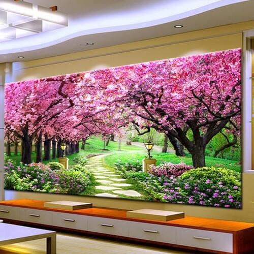Chinese Cross Stitch Kits Cherry Blossom Garden Pattern Printed On The Embroidered Cloth Counted Embroidery Sets Needlework