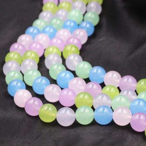Colorful Natural Stone Chalcedony Loose Beads Round Jades Jaspers 6 8 10 12mm Semi-Finished Handmade Accessory Craft 15inch A683