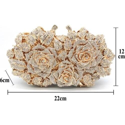 Lvkong Rose Diamond Dinner Bag Metal Hard Case Cosmetic Bag