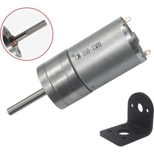 16rpm-1360 rpm micro low speed small gear motor with 25mm*4mm long output shaft with Bracket L Shaped Mounting DC Geared Motor
