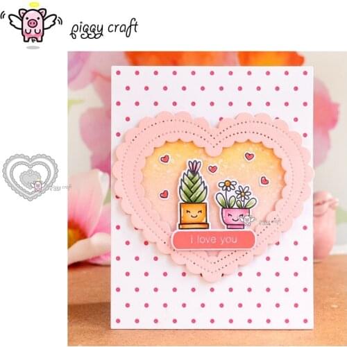 Piggy Craft metal cutting dies cut die mold Heart shake card frame Scrapbook paper craft knife mould blade punch stencils dies