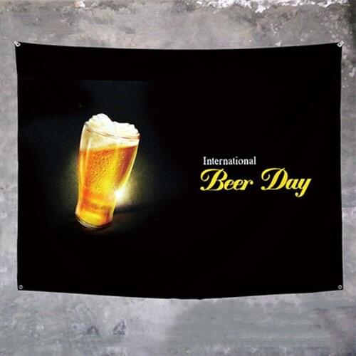 International Beer Day! Vintage Beer Poster Wall Hanging Beverage Banner Flag With Four Grommets for Dorm Room Decor Parties