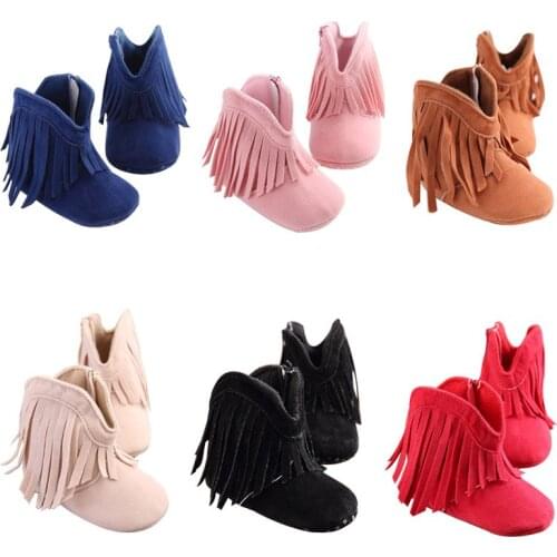 Tassel Baby Girl Shoes Moccasins 0-18 Months High Top PU Infant First Walker Soft Sole Girls Shoes Newborn Crib Shoes