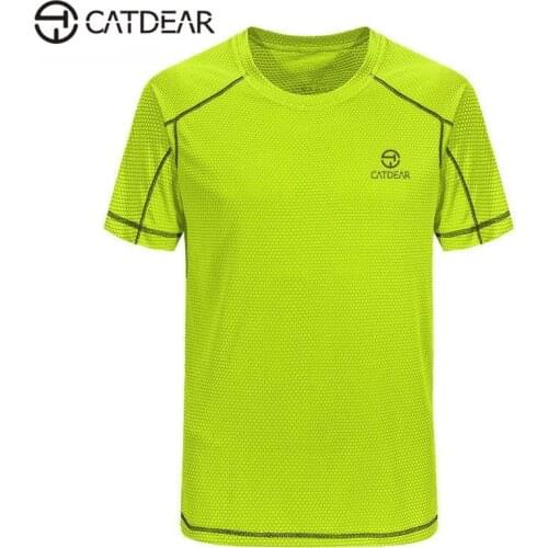 Brand CATDEAR Sports T-shirt Summer Running Absorb sweat Quick-drying T-shirt Outdoor Sports Camping Men Quick dry T-shirt