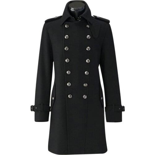 1940s Europe Pop Winter men lapel German military uniform retro Classic Trench Coat German SS Double Breasted woolen overcoat