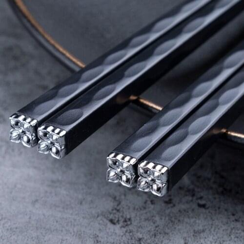 Non-slip Chopsticks Non-deformation Sushi Chopsticks Retro Japanese Style Alloy Chopsticks Can Be Put Into Disinfection Cabinet