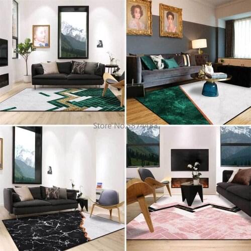 Nordic Geometric Pink Black White Green Marble Living Room Bedroom Bedside Carpet Floor Mats
