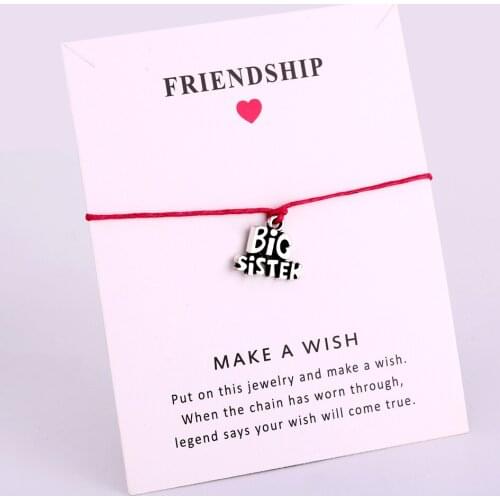 Big Sister Little Middle Sisters Charm Bracelets Mom Rope Chain Jewelry Women Girl Jewelry Christmas Gift Drop Shipping