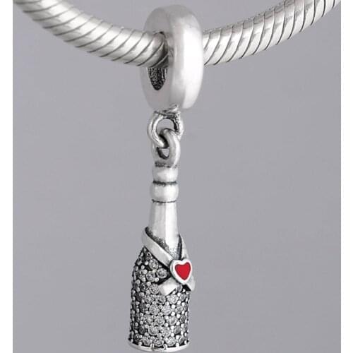 Original Champagne Celebrate For Victory Pendant Beads Fit 925 Sterling Silver Bead Charm Europe Bracelet Bangle DIY Jewelry
