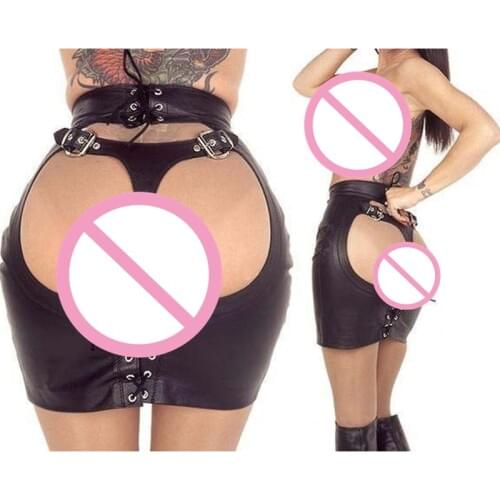 Porno Leather Lingerie Crotchless Dress Babydoll Sexy Womens Open Crotch Harness Bondage Underwear Exotic Appeal for BDSM Sex