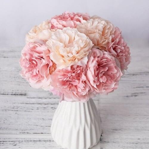 Peony Artificial Silk Flowers 1 Bouquet 5 Heads for Home Decoration Wedding Bouquet Bride Fake Flower Living Room Bouquet Decor