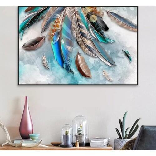 Posters and Prints Colorful Feather Abstract Painting Canvas Print Wall Art Wall Paintings for Living Room Home Decor Cuadros