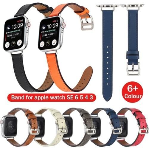 For Iwatch 6 Se 40mm 44mm Strap Slim Leather Band for Apple Watch Series 6 5 4 3 38mm 42mm Bands Women Girl Thin Correa Wrist