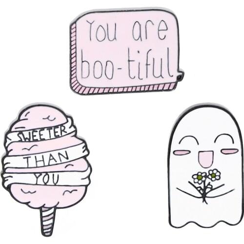 Pink you are boo-tiful Enamel Pins Badges Brooches Lapel pin Denim Shirt Collar Sweet Pink Love Jewelry Gift