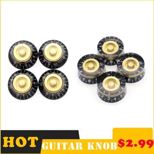 4Pcs High Grade Eletric Guitar Knobs Speed Volume Tone Pedal Control Knobs For Epiphone LP Electric Guitar Bass Black Gold