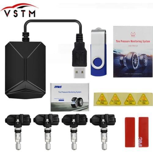Free Shipping Car Tire Pressure Monitoring System USB TPMS Android with 4 Internal Sensors 5V 116 psi Tyre Alarm System
