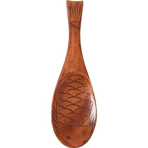 Rice Scoop Eco-friendly Non-stick Easy Clean Handmade Fish Shapes Wooden Rice Paddle Kitchen Tools Rice Shovel