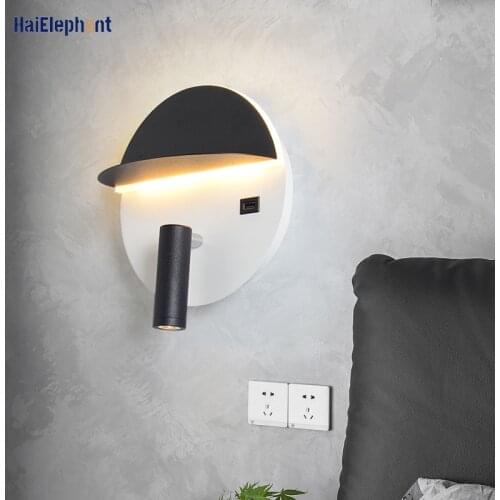 Modern LED Wall Lamps For Corridor Bedroom Bedside White Black Indoor Lighting Fixtures Luminaire Double Switch Lights Lamparas
