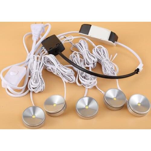 Led Spotlight Wine Cabinet Light Kitchen 4/6/8/12w Puck Lighting Kit touch switch adapter for jewelry showcase spot lights