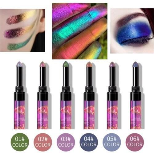 1PC Glitter Chameleon Eye Shadow Powder Pen Shiny Metallic Gradient Color Eyeshadow Pigment Professional New Eyes Makeup Tool