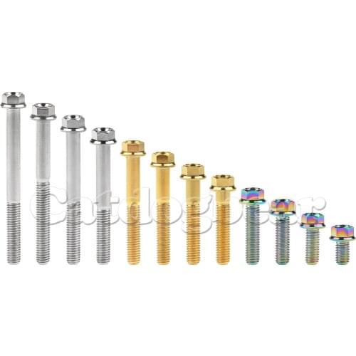 Catdogbear Titanium Bolts M6X10 15 20 25 30 35 40 45 50 55 60 65 70mm Hex Head Flange Bolt Motorcycle Disc Brake Screw