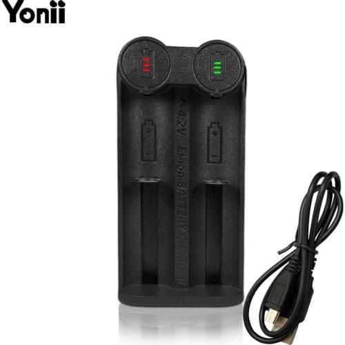 YONII Universal 2 Slots USB Charger Led Quick Charger for 3.7V Li-ion Rechargeable Battery 26700,26650,26500,18650,14650