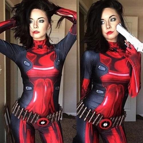 Adults Kids Lady Deadpool Cosplay Costumes Woman Zentai Catsuit Girls Bodysuit