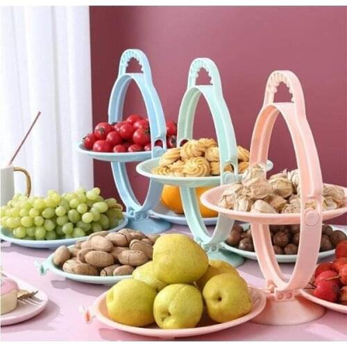 Wonderlife Foldable 3-ply Fruit Plate Candy Dish Living Room Home 2 Layer Fruit Bowl Snack Cake Dessert Display Stand
