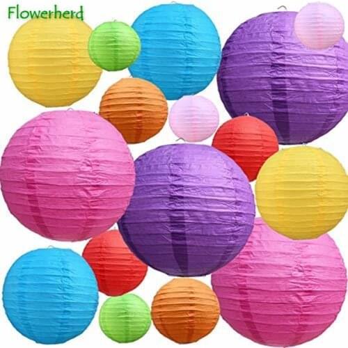 Colorful Paper Lanterns Chinese Japanese Hanging Round for Birthday Halloween Wedding Baby Shower Home Decor Party Decoration