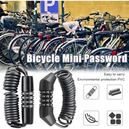 1.6M Bicycle Helmet Lock Zinc Alloy Portable MTB Bike Motorcycle Helmet Locking Chain 4 Digit Password Combination Anti-theft