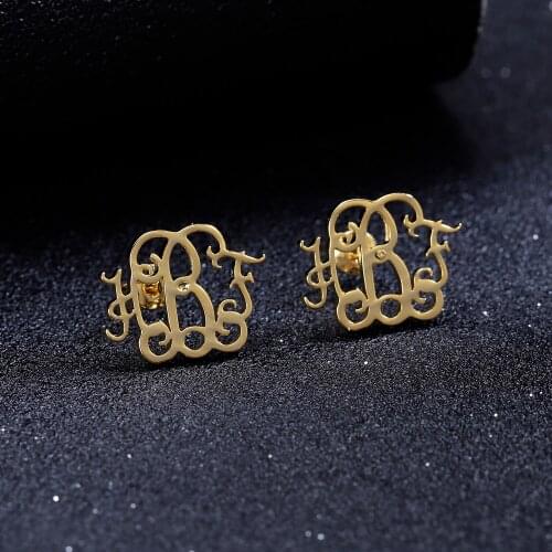 Zciti Earrings New Womens Personalized Fashion Earrings Letter Round Earrings Wedding Customized Jewelry
