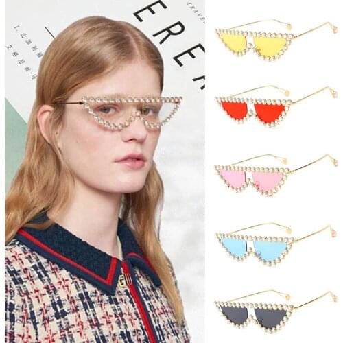 Women Diamond-studded Sunglasses European and American Street Style Sunglasses Personality Cat Eye Sunglasses Gafas De Sol