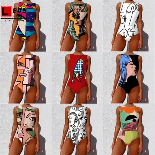 Halter Print Sexy Women One-Piece Swimsuit Swimwear For Swimwear Closed Size Bathing Suits Bodysuit Beach Wear Backless Swimsuit