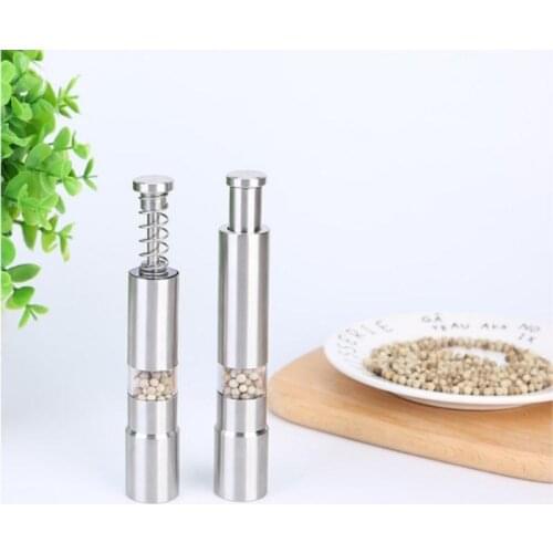 1Pcs Manual Pepper Grinder And Salter Thumb Push One-handed Pepper Grinder Stainless Steel Sauce Grinder Stick Kitchen Tool