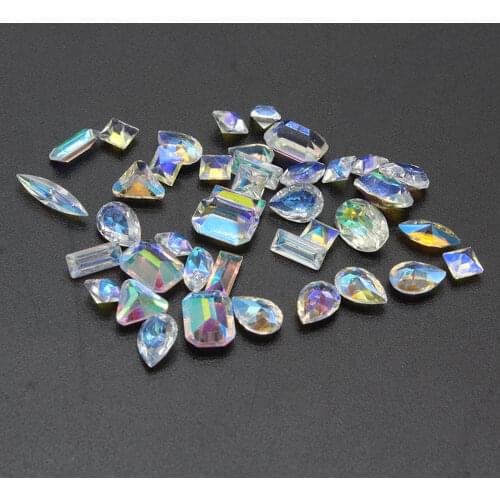 12Designs/Box Nail Art Rhinestones Crystals Diamond 3D Shinny Gem Stones DIY AB Clear Nail Tips Jewelry Decor Resin Rhinestone