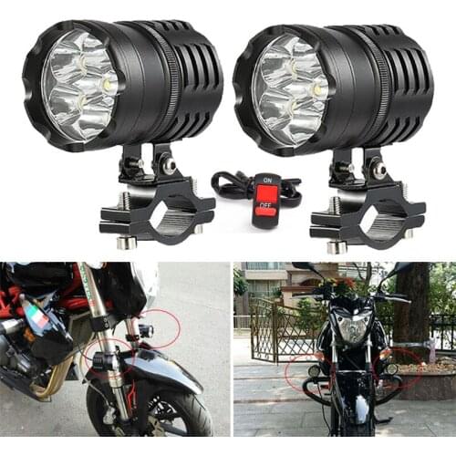 2PCS LED 60W 6000LM 6500k 12V-80V 3-Modes Motorcycle Waterproof Headlight Fog Spot Light Auxiliary lamps & Switch