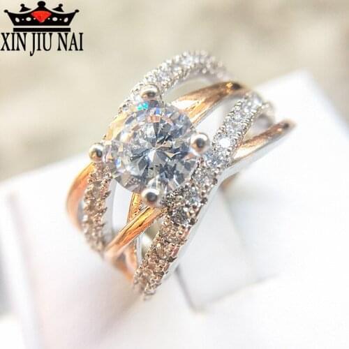 2018 Simple Wedding Weave Rings For Women Shiny Cubic Zircon Jewelry 925 anillos Silver Anniversary Engagement Ring for Girls