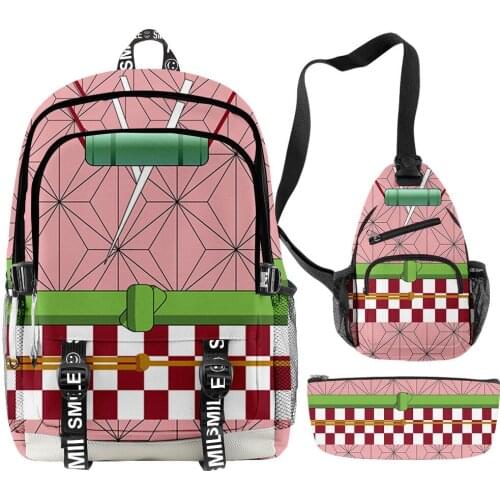 2021 Demon Slayer Backpacks School Bags Kimetsu No Yaiba Boys Girls Teenage Students 3D Cartoon Laptop Sports Travel Bags