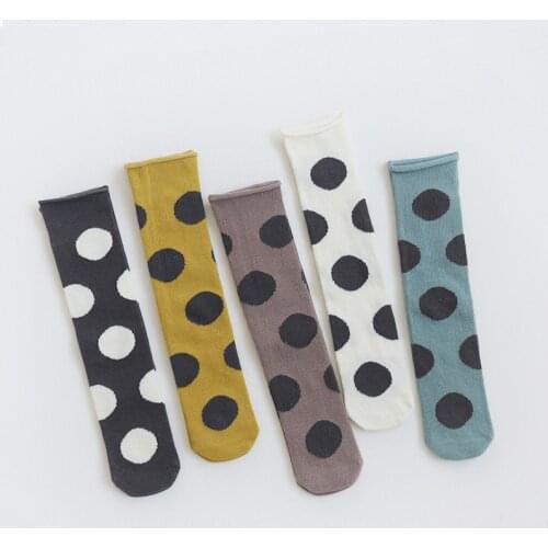 5 Colors Spring Autumn Baby Kids Cotton Knee Highs Socks Fashion Children Socks with Dots Girls Long Soft Stockings 0-3Y