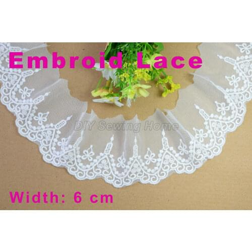 6cm width Cotton embroid lace sewing ribbon guipure trim or fabric warp knitting DIY Garment Accessories free shipping#3022