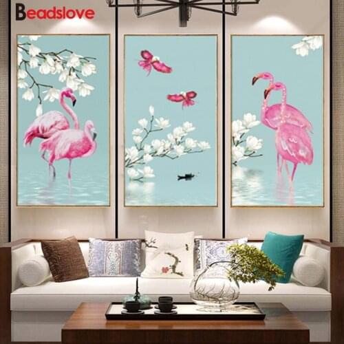 Diamond Painting Flamingo Magnolia Diamond Mosaic Bird Diamond Embroidery Animals Picture of Rhinestones Full Square Home Decor
